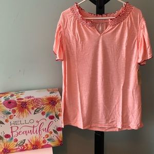 St Johns Bay peach cinched detail flowy sleeves L